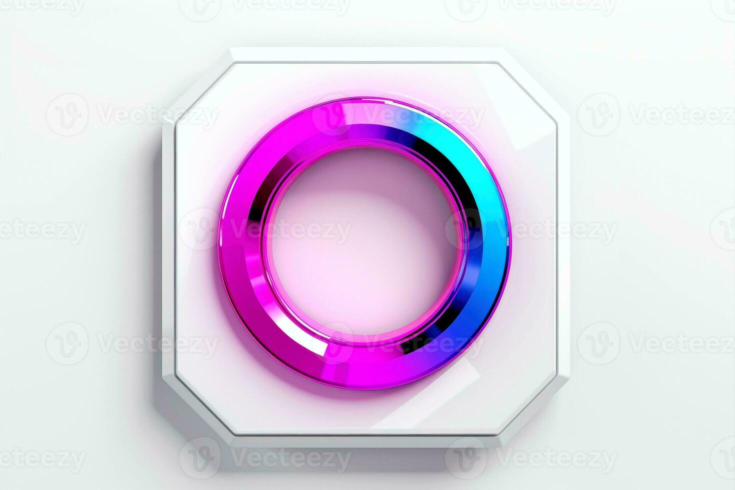 AI generated Abstract high tech multicolor button on white background, Generative AI photo