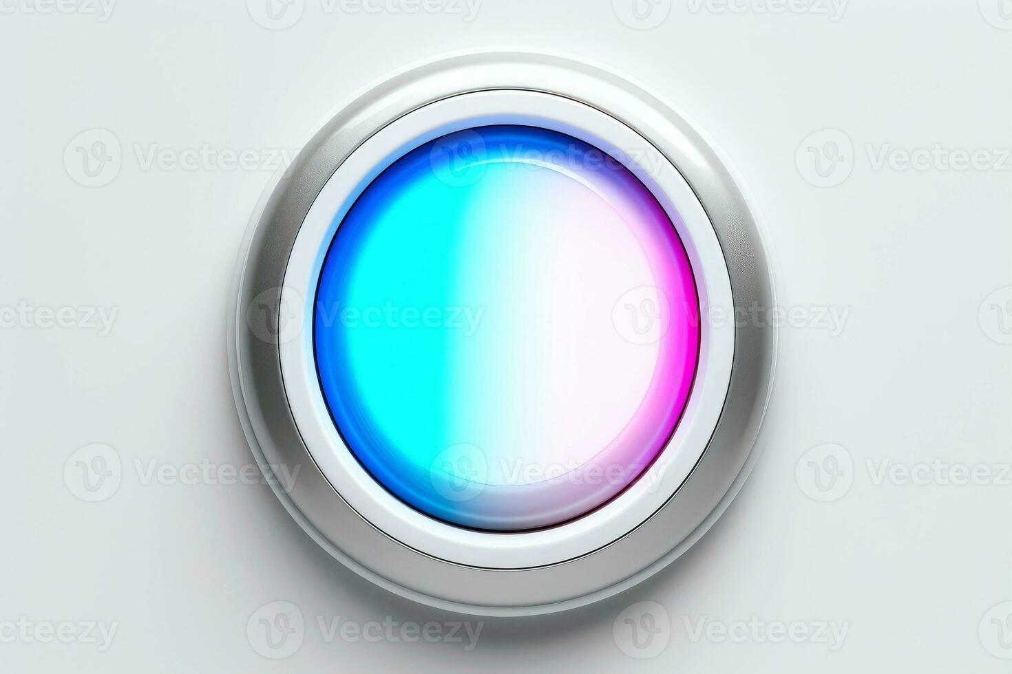 AI generated Abstract high tech multicolor button on white background, Generative AI photo