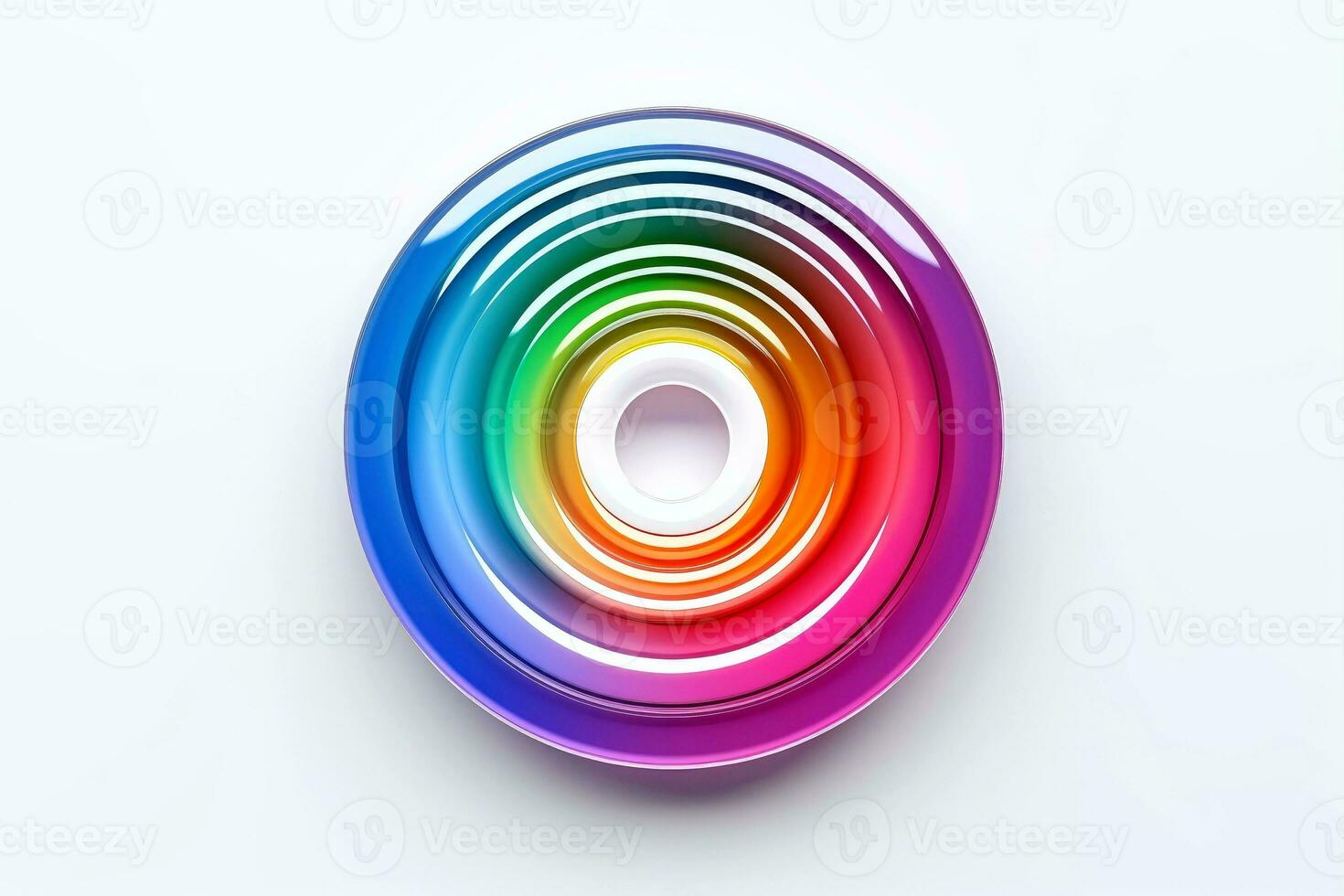 AI generated Abstract high tech multicolor button on white background, Generative AI photo