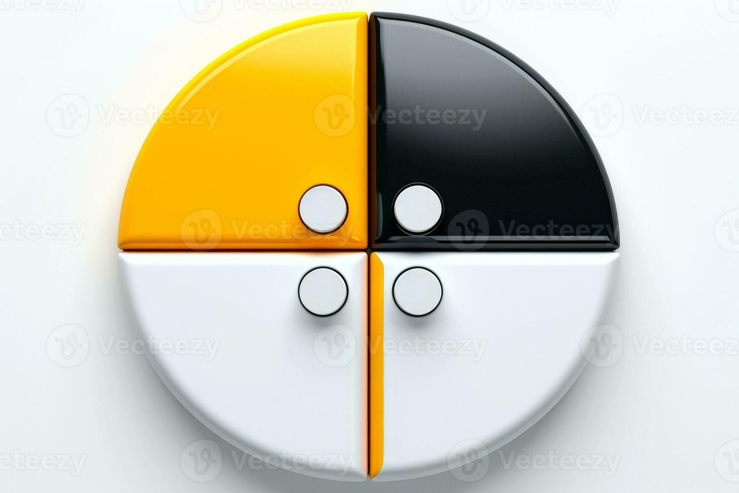 AI generated Abstract high tech multicolor button on white background, Generative AI photo