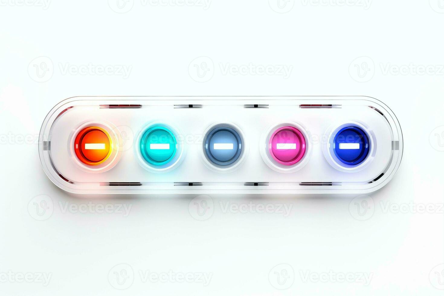 AI generated Abstract high tech multicolor button on white background, Generative AI photo