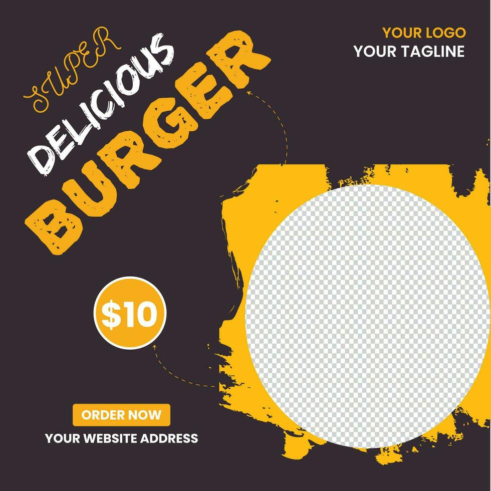 Restaurant Social Media Post Design Template vector