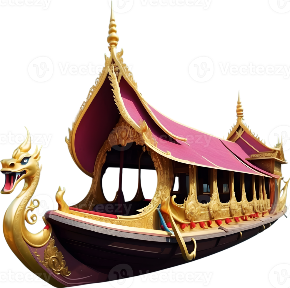 AI generated thai royal boat , barge png