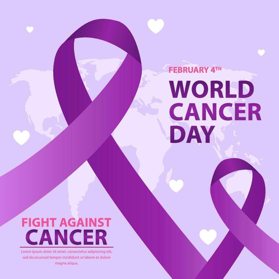 world cancer day, Creative greeting card, ribbon banner, template. vector