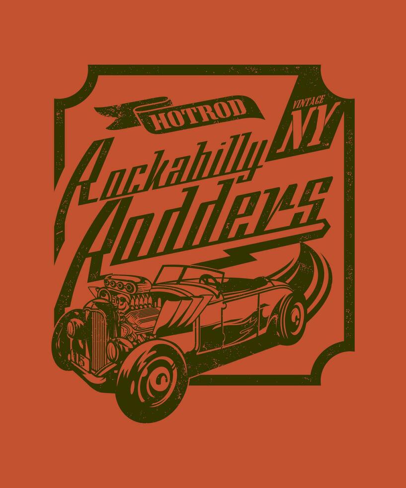 Hotrod Rockabilly rodders vintage vector illustration style.