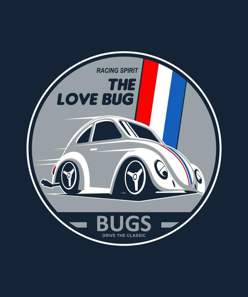 The love bug vintage vector illustration style.