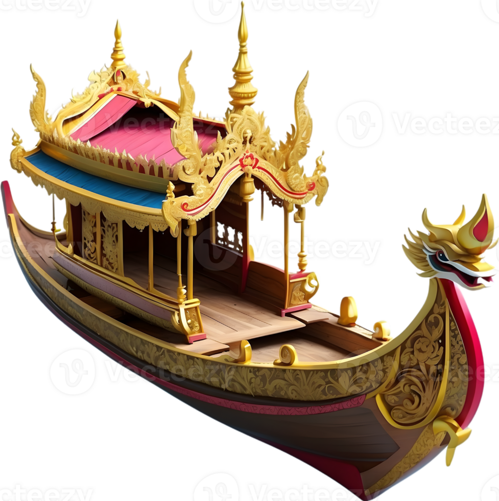 AI generated Thai royal barge, Thai boat png