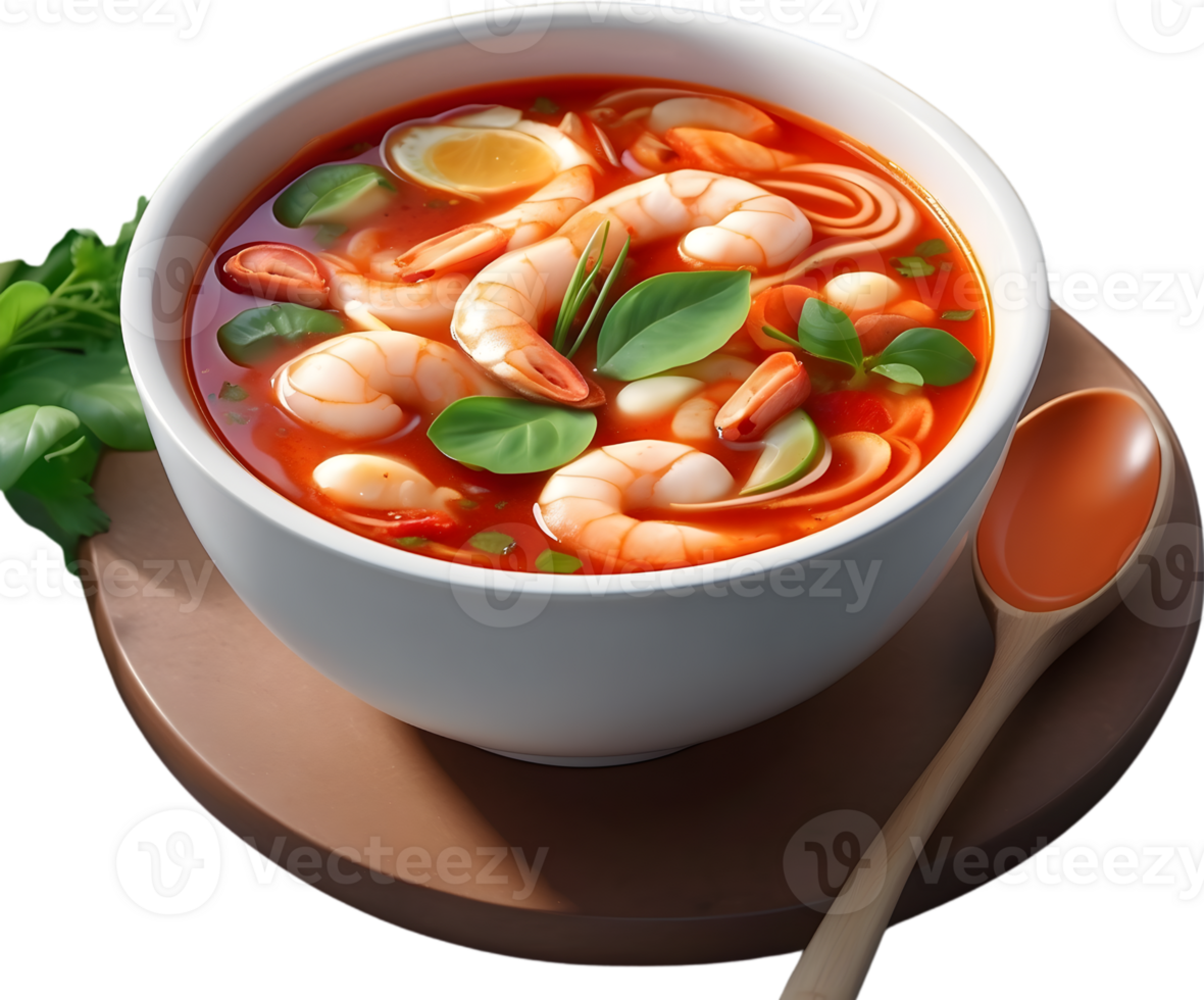 AI generated Thai Soup Tom yum Shrimp png