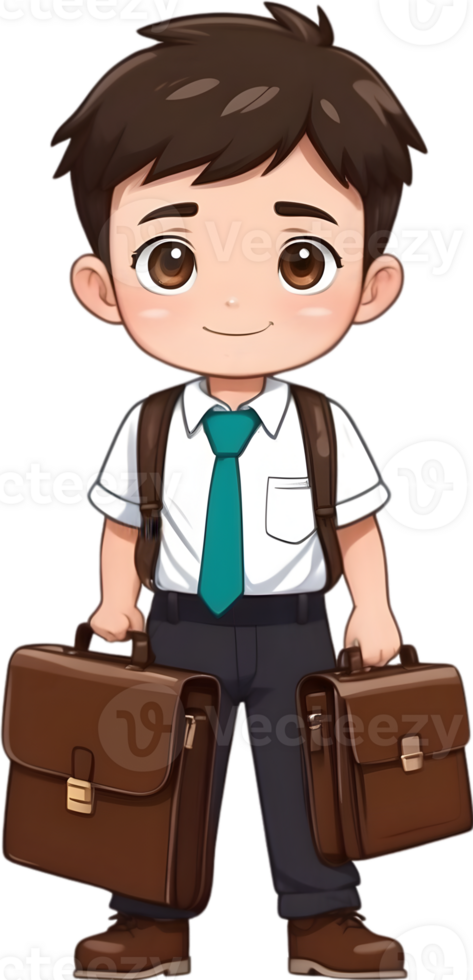 AI generated Cute boy with Briefcase ilusstration png