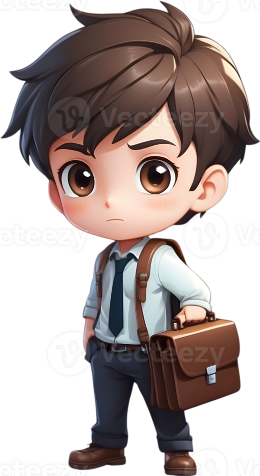AI generated boy carring briefcase png