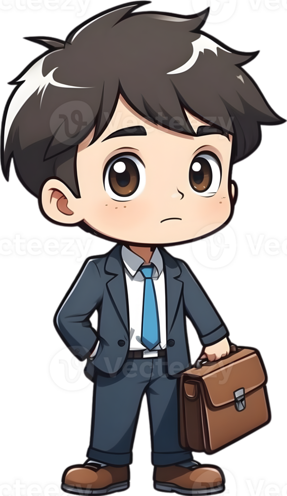 AI generated Cute boy with Briefcase ilusstration png
