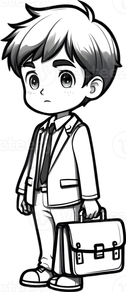 AI generated Cute boy with Briefcase ilusstration png