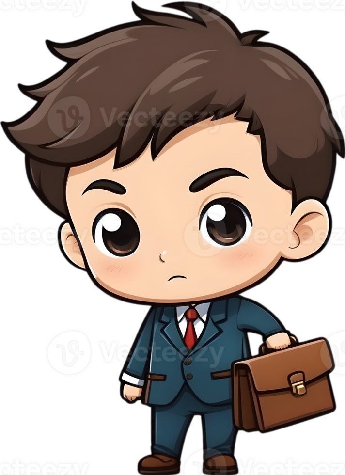 AI generated Cute boy with Briefcase ilusstration png