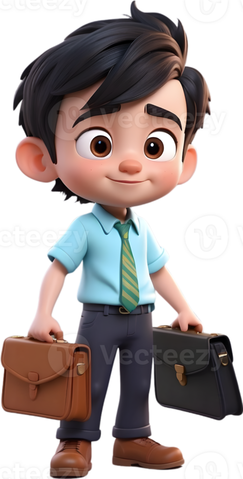 AI generated Cute boy with Briefcase ilusstration png