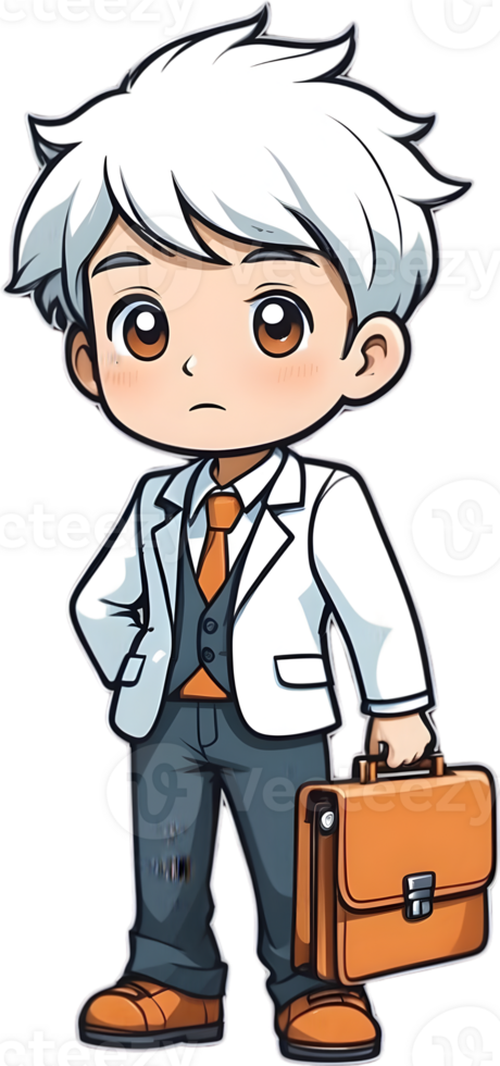 AI generated Cute boy with Briefcase ilusstration png