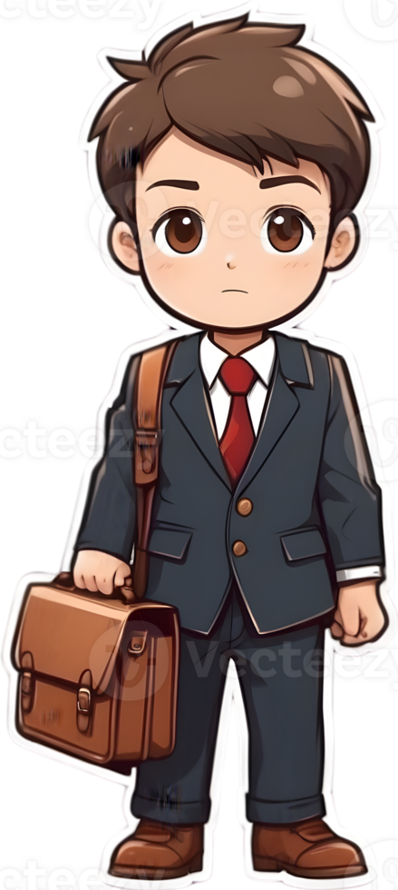 AI generated Cute boy with Briefcase ilusstration png