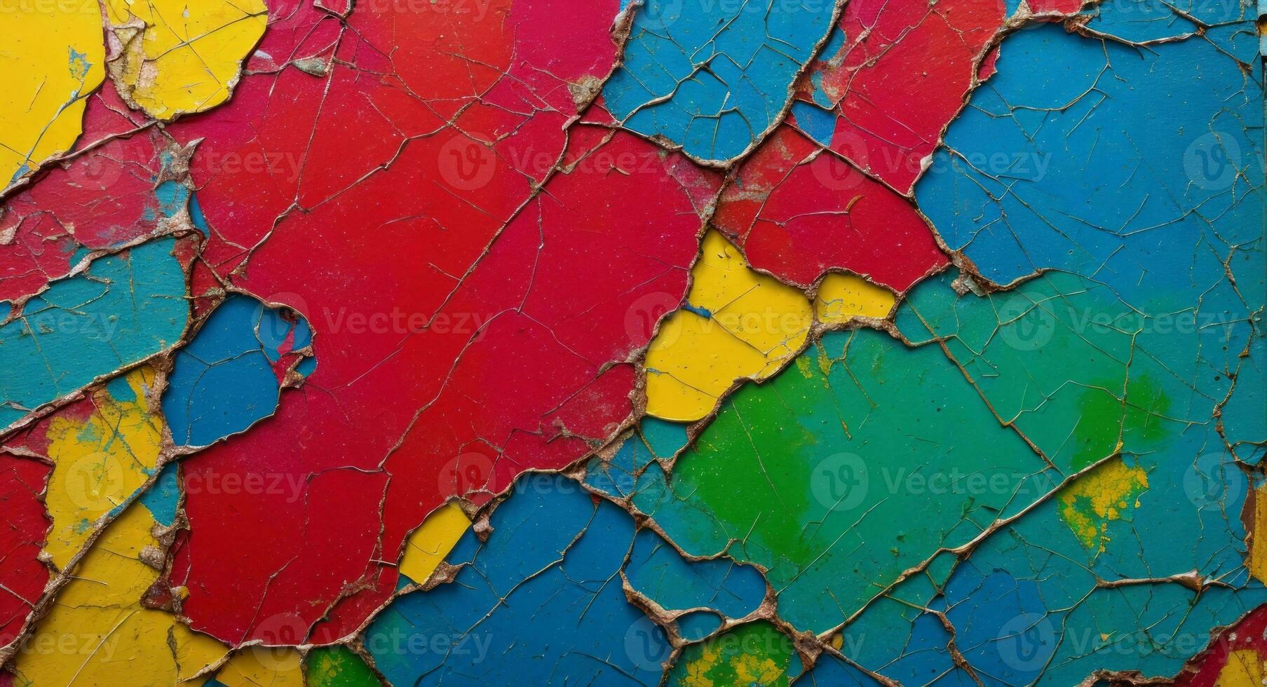 AI generated Colorful Cracked Paint On Wall Abstract Wallpaper photo