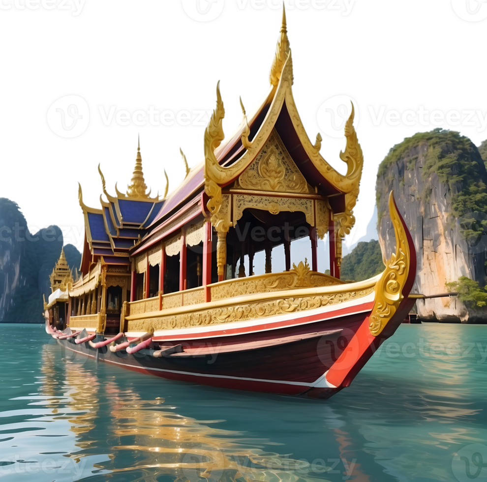 AI generated Thai royal barge, Thai boat png