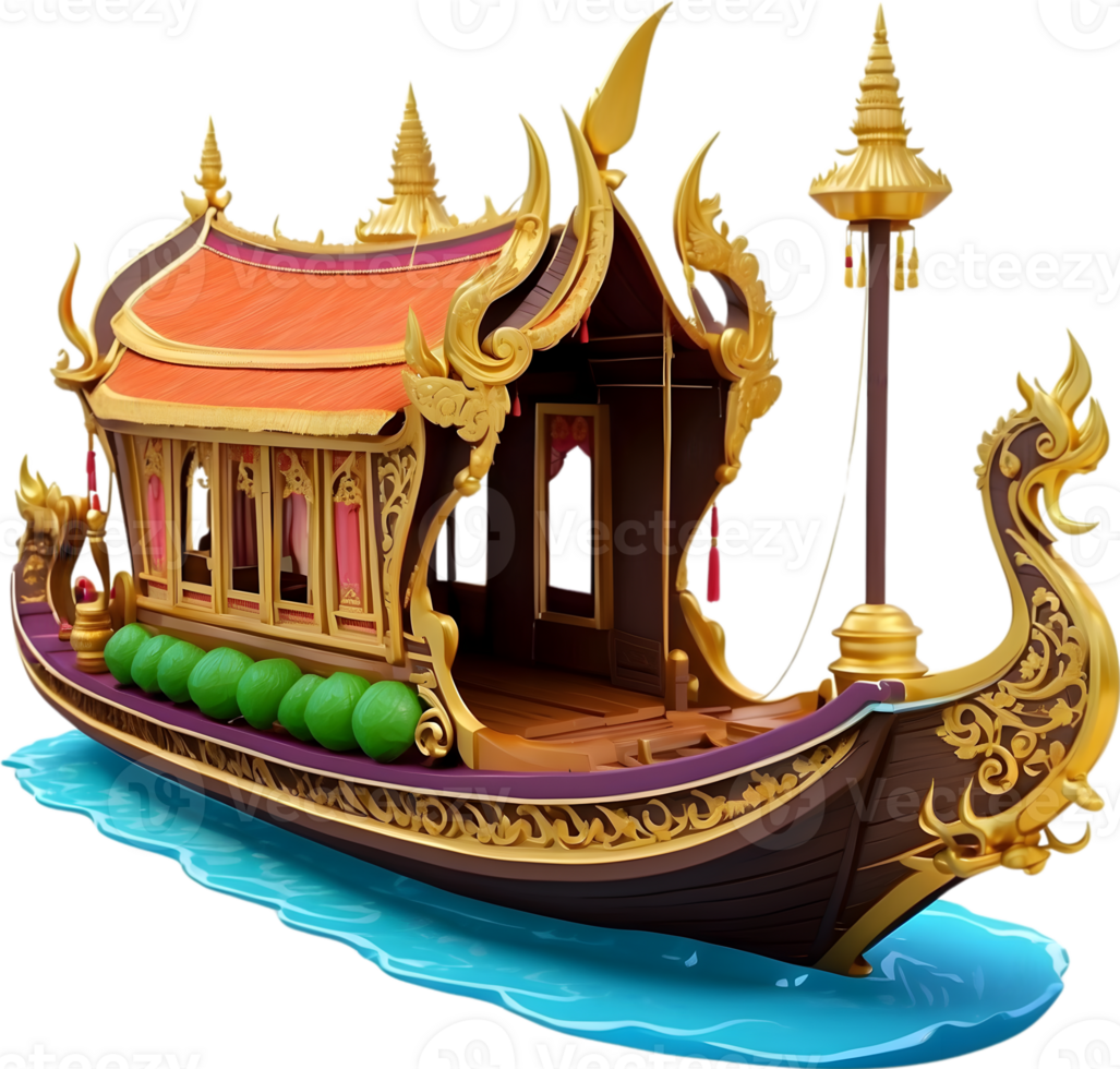 AI generated Thai royal barge, Thai boat png