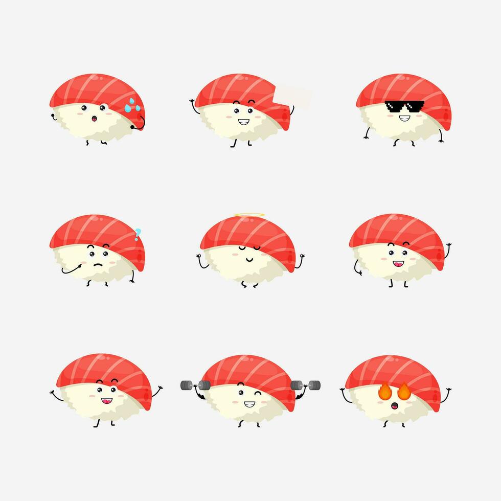 Cute sushi character vector illustration