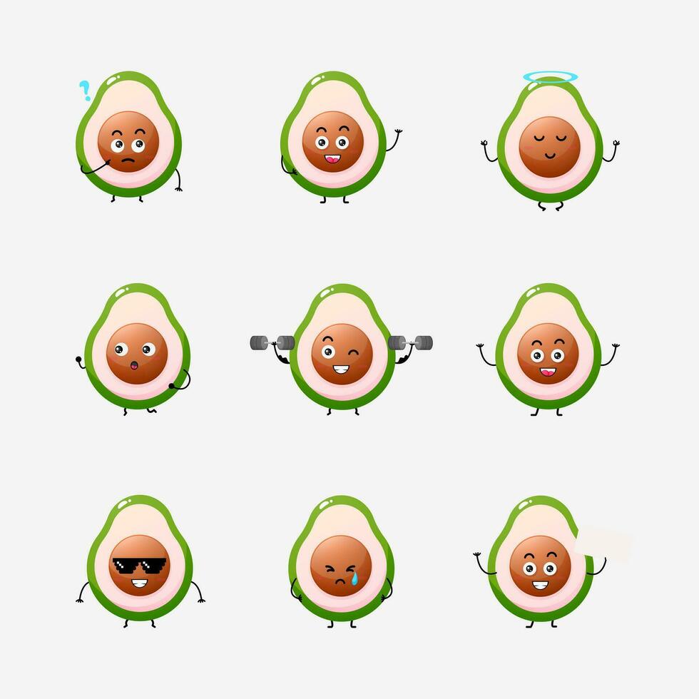 Ilustración de vector de personaje de aguacate lindo