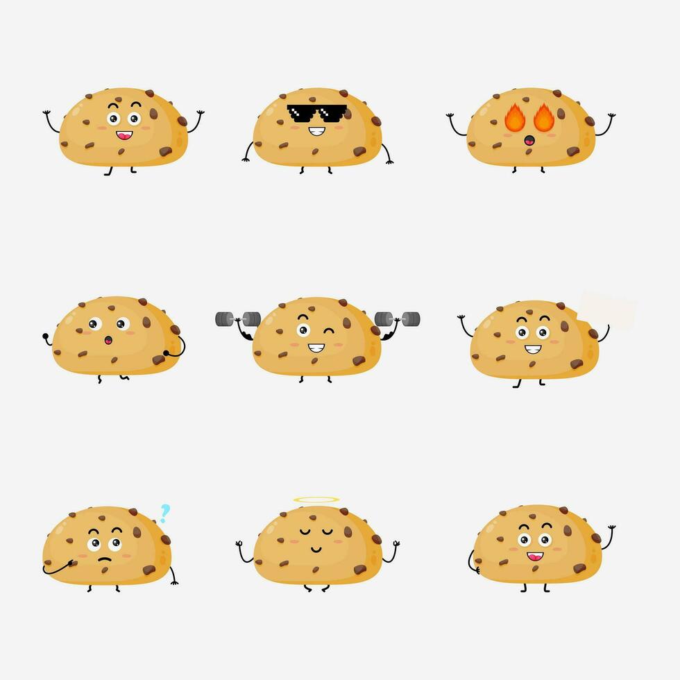 Cute cookie character vector illustration