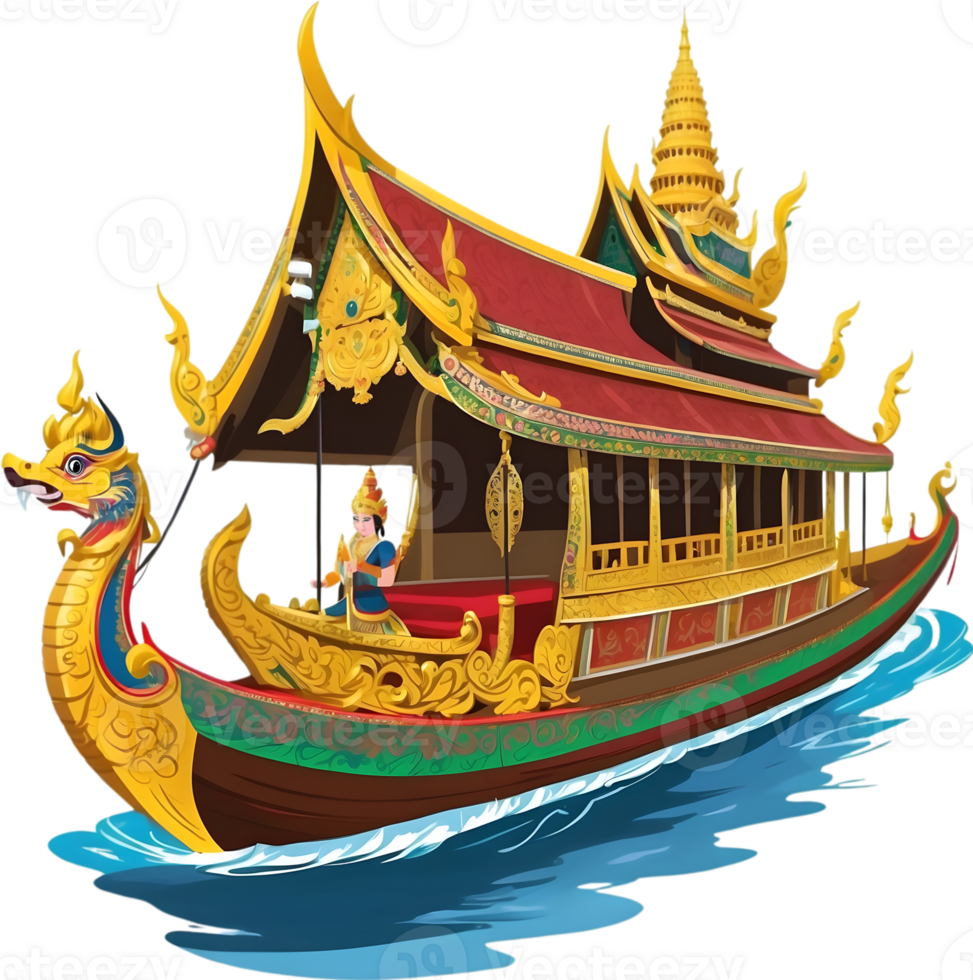 AI generated Thai royal barge, Thai boat png