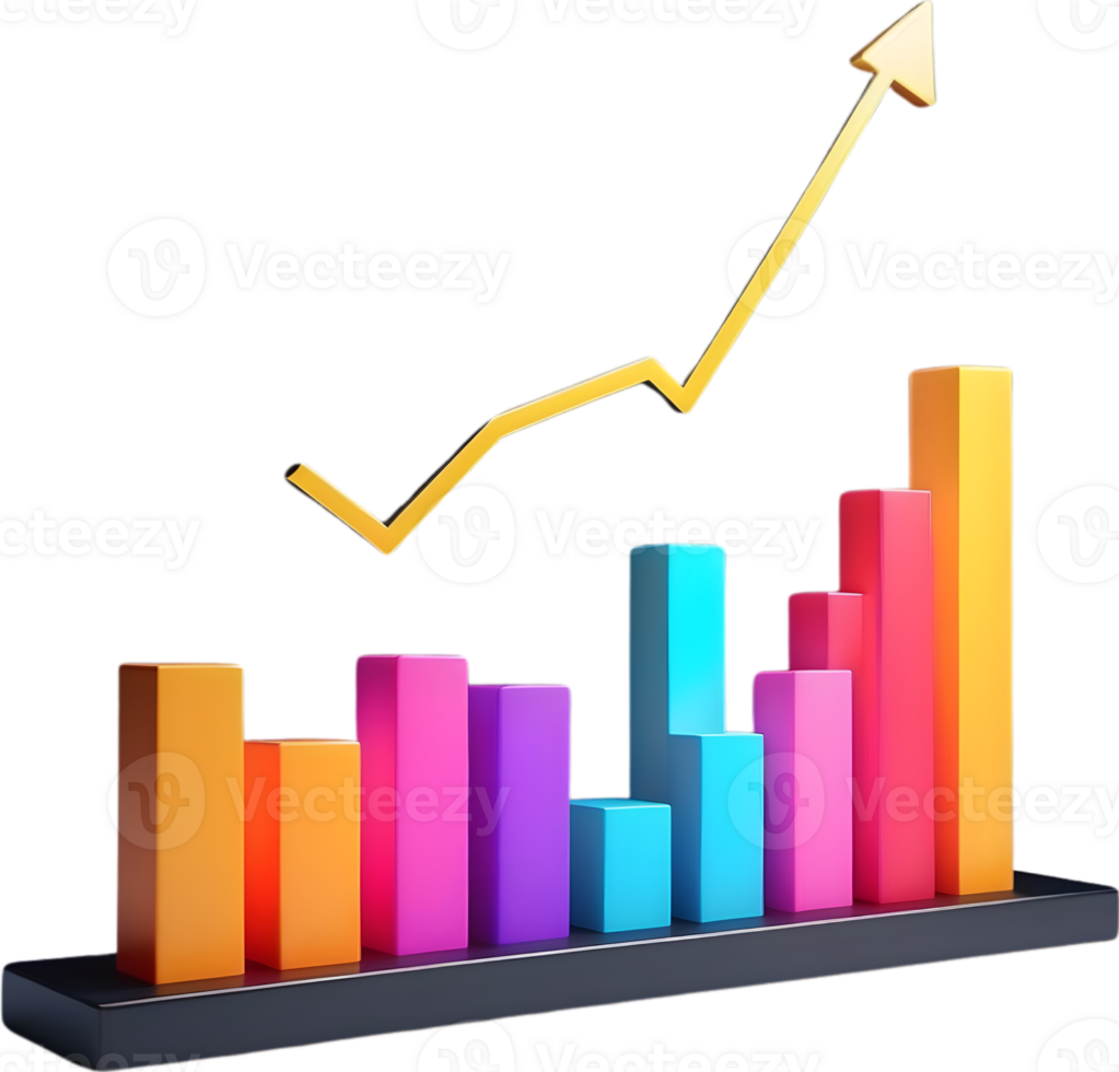 AI generated an arrow going up on a graph chart ai generative png