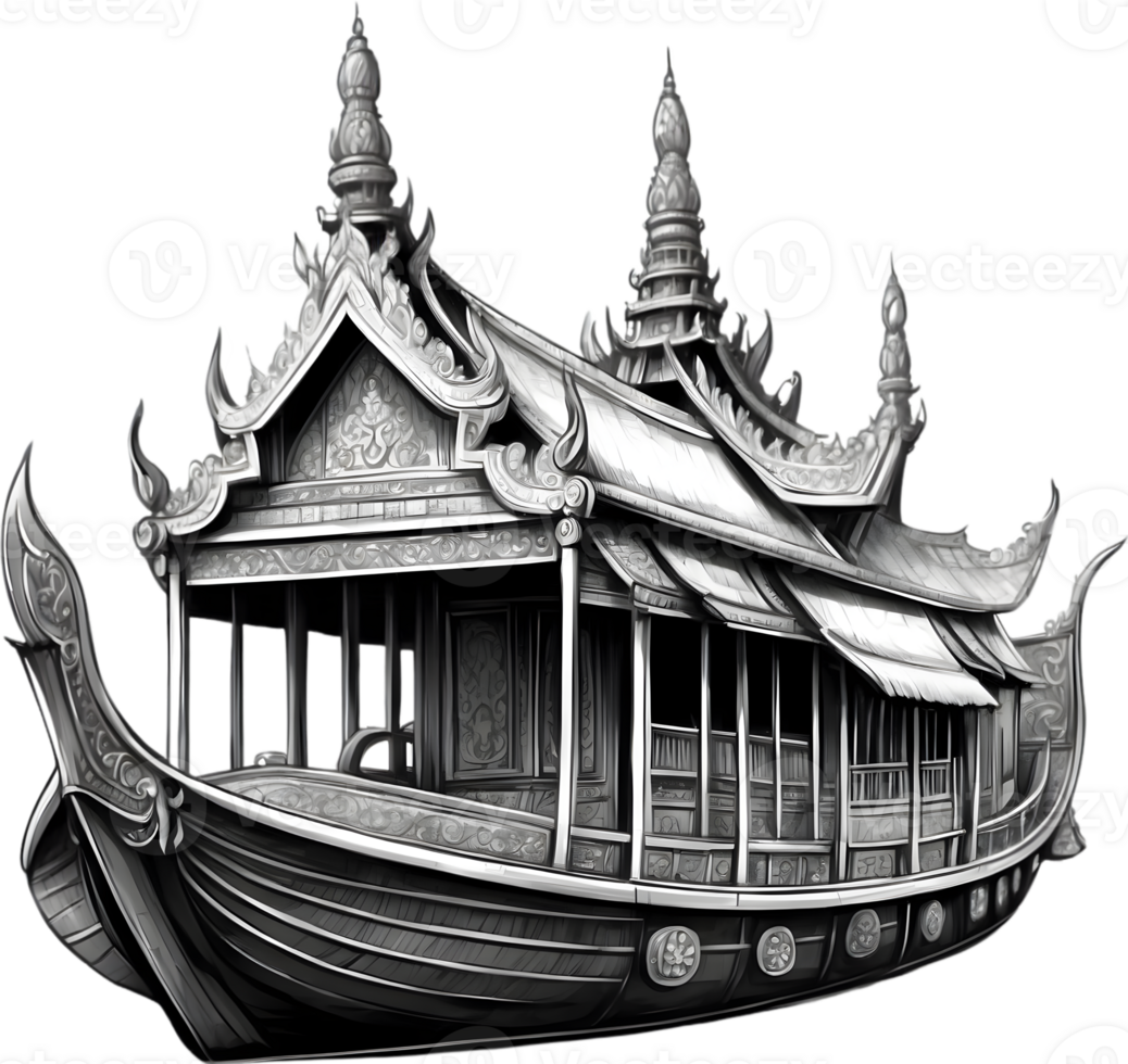 AI generated Thai royal barge, Thai boat png