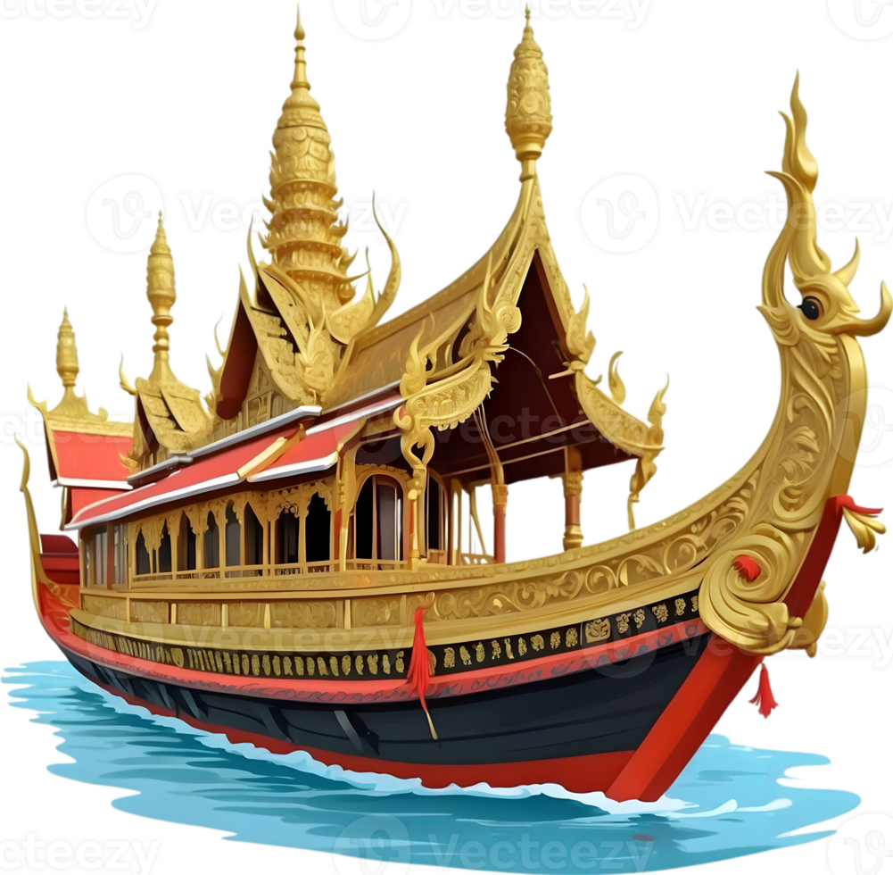 AI generated Thai royal barge, Thai boat png