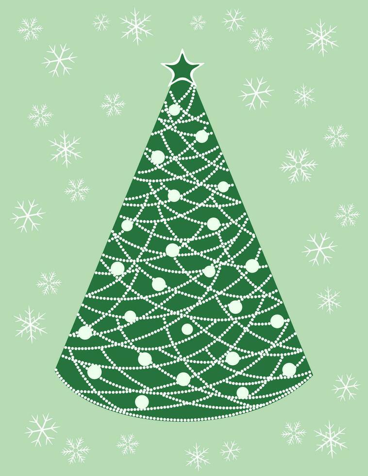Navidad árbol decorado con pelotas y guirnalda. fiesta decorativo abeto. contento nuevo año vector ilustración.
