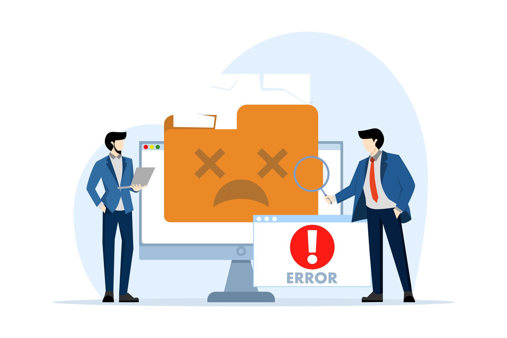 Error and warning concept of damaged or corrupted files. People