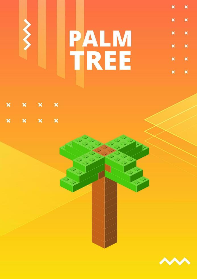 póster con palma árbol - 2 para impresión y diseño. vector ilustración.