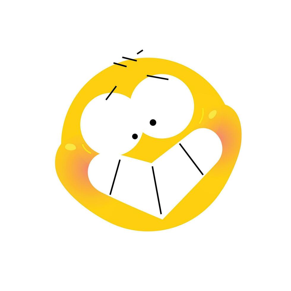 amarillo redondo cabeza, rostro. emoción de miedo. vector. plano ilustración de estilizado humano rostro. redondo signo. emoji amarillo triste rostro. símbolo, icono. vector