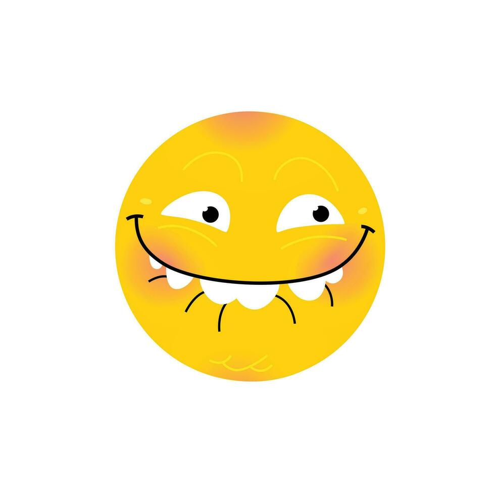Yellow round head, face. Emotion of fear. Vector. Flat illustration of stylized human face. Round sign. Emoji yellow sad face. Symbol, icon. vector
