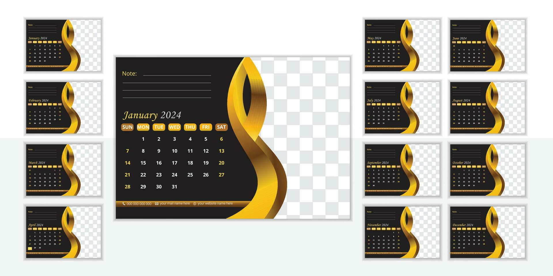 Creative desk calendar design template 2024 35093665 Vector Art at Vecteezy