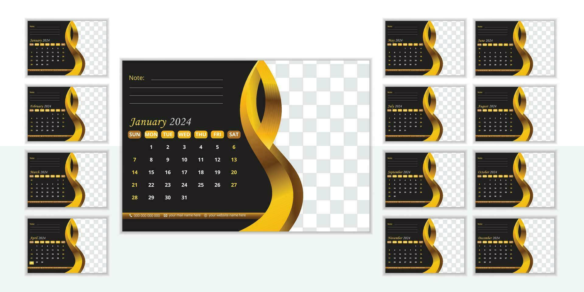 Creative desk calendar design template 2024 vector