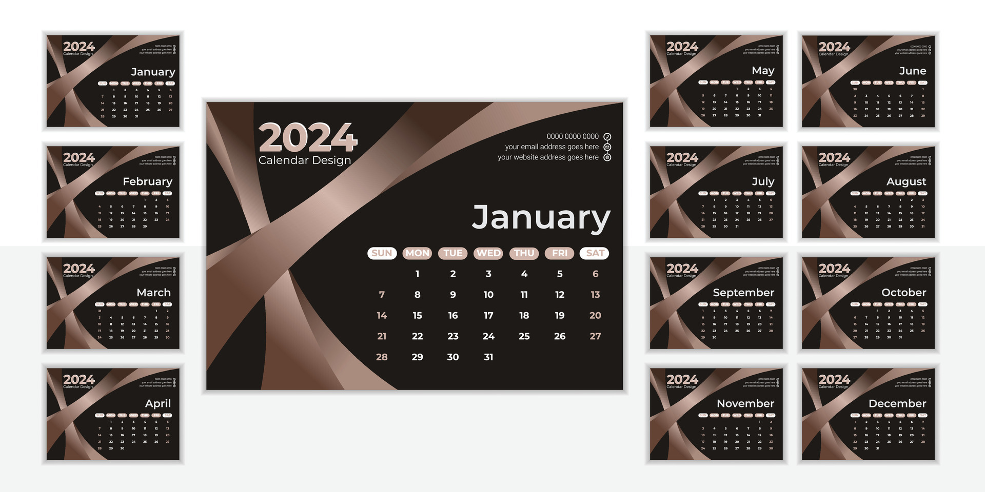 Modern desk calendar design 2024 35093667 Vector Art at Vecteezy