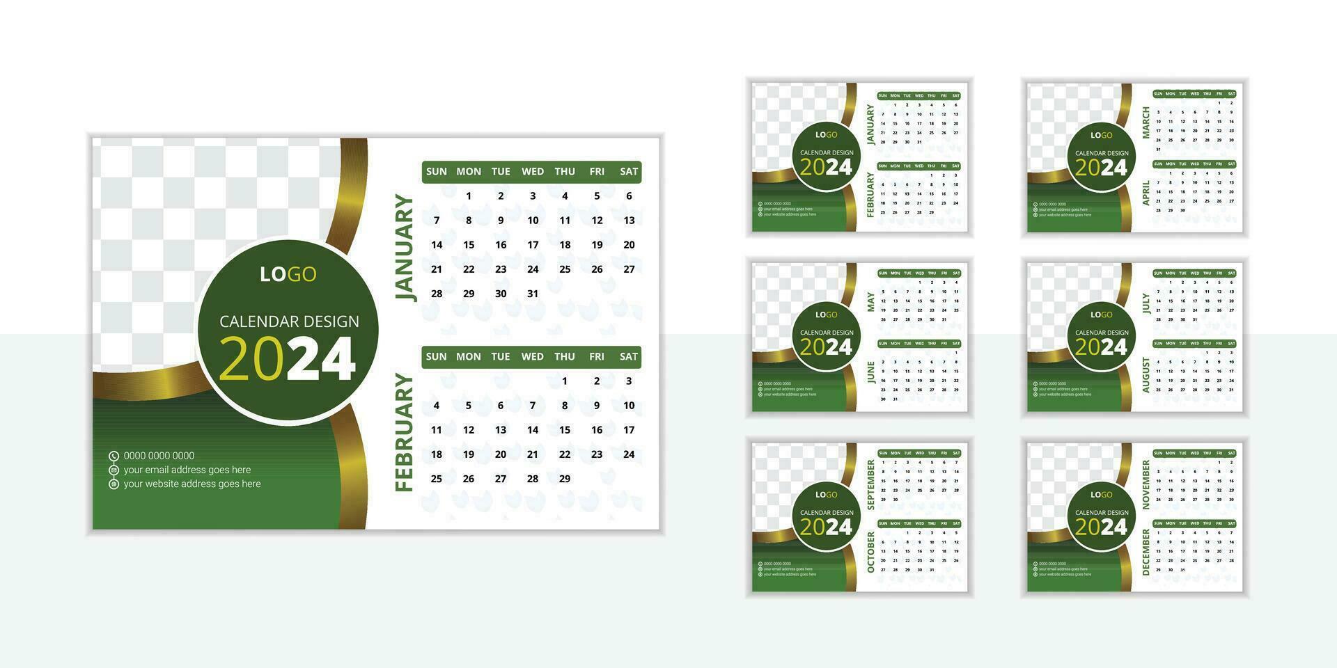 Desk calendar design 2024 vector