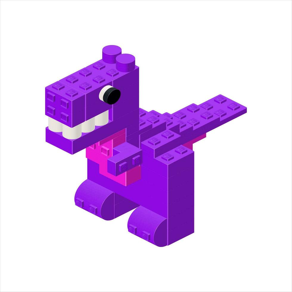 Purple tyrannosaurus in isometry. Vector