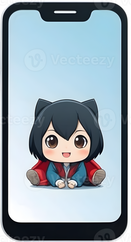 AI generated a smart phone with a cartoon ai generative png