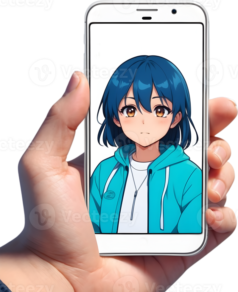 AI generated a smart phone with colorful cartoon ai generative png