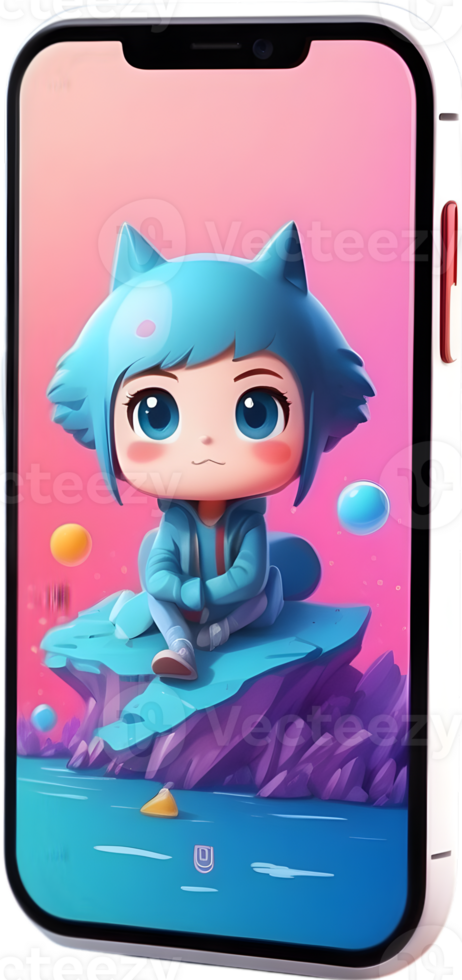 AI generated a smart phone with colorful cartoon ai generative png