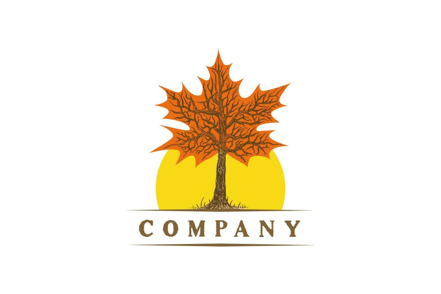 maple leaf vintage style vector logo. hand drawing