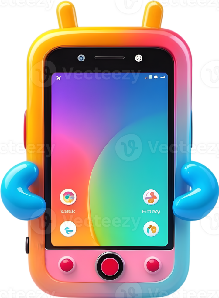 AI generated a smart phone with a cartoon ai generative png