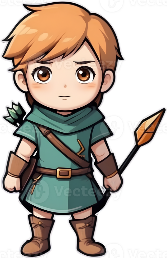 AI generated anime archer illustration png