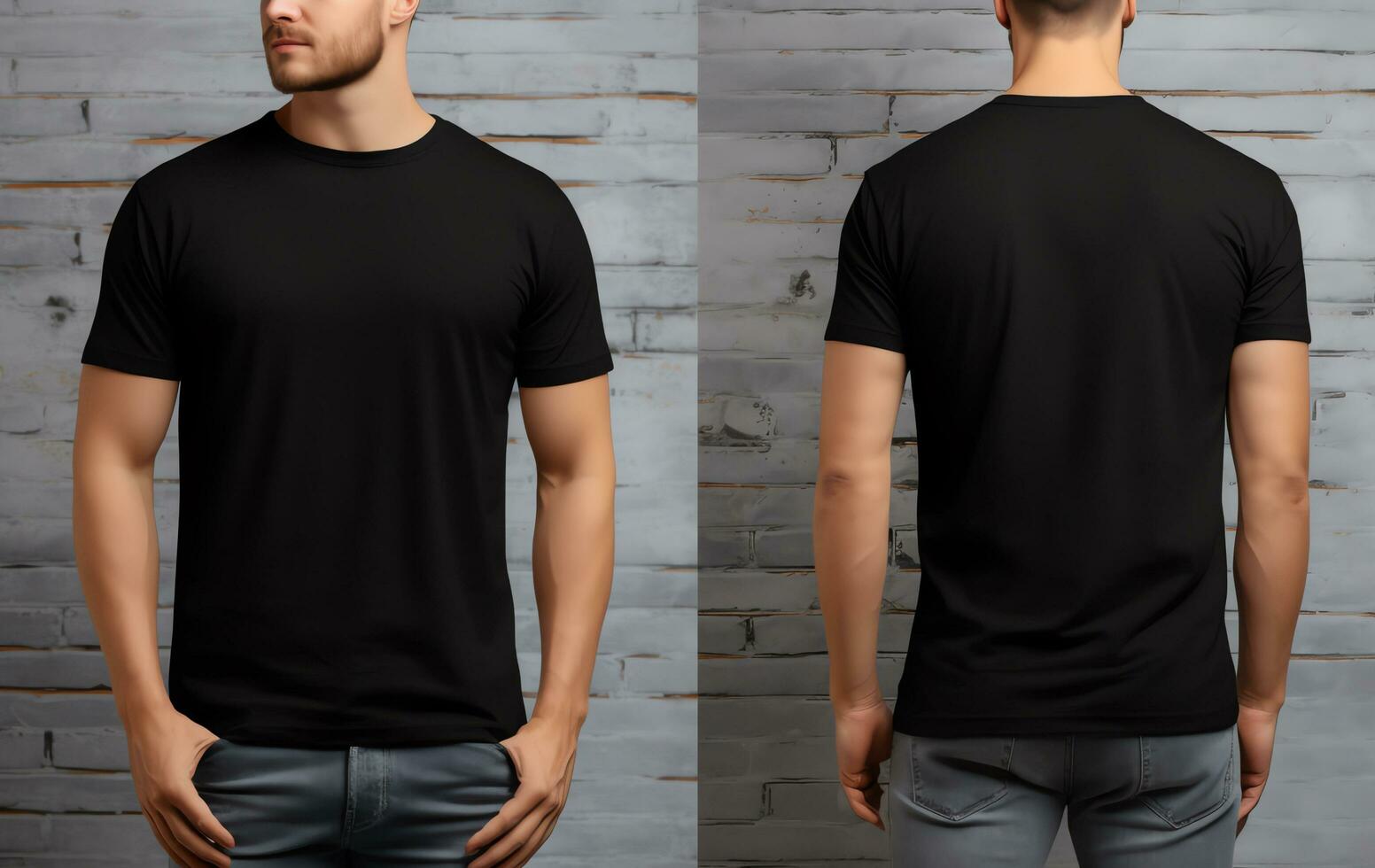 AI generated Attractive caucasian man wearing blank empty black hoodie mockup for design template photo