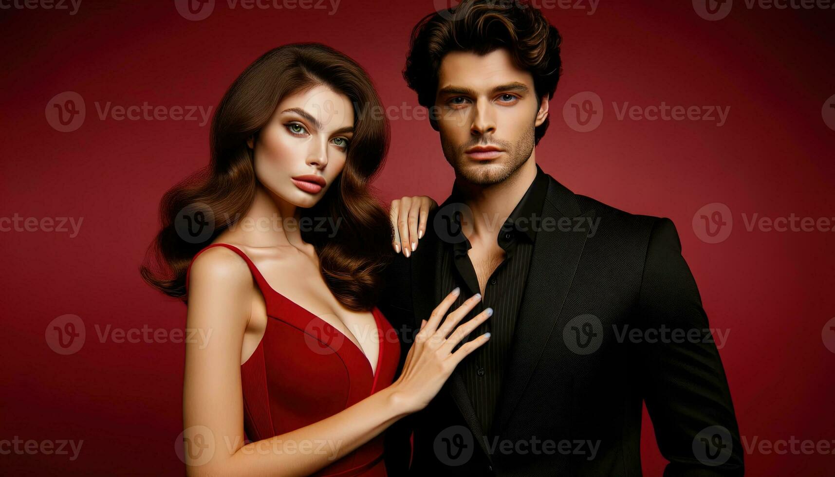 AI generated Romantic Elegance. A Beautiful Couple Embracing Love and Style photo