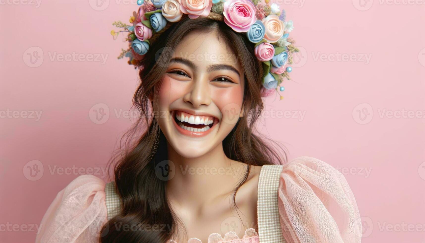 AI generated Smiling and Laughing Girl in Bright Attire photo