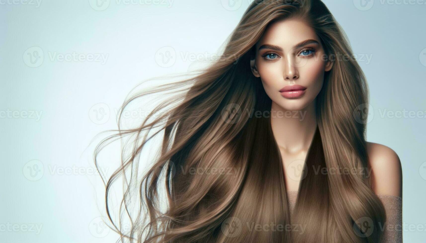AI generated Elegant Woman with Flawless Makeup and Hair photo